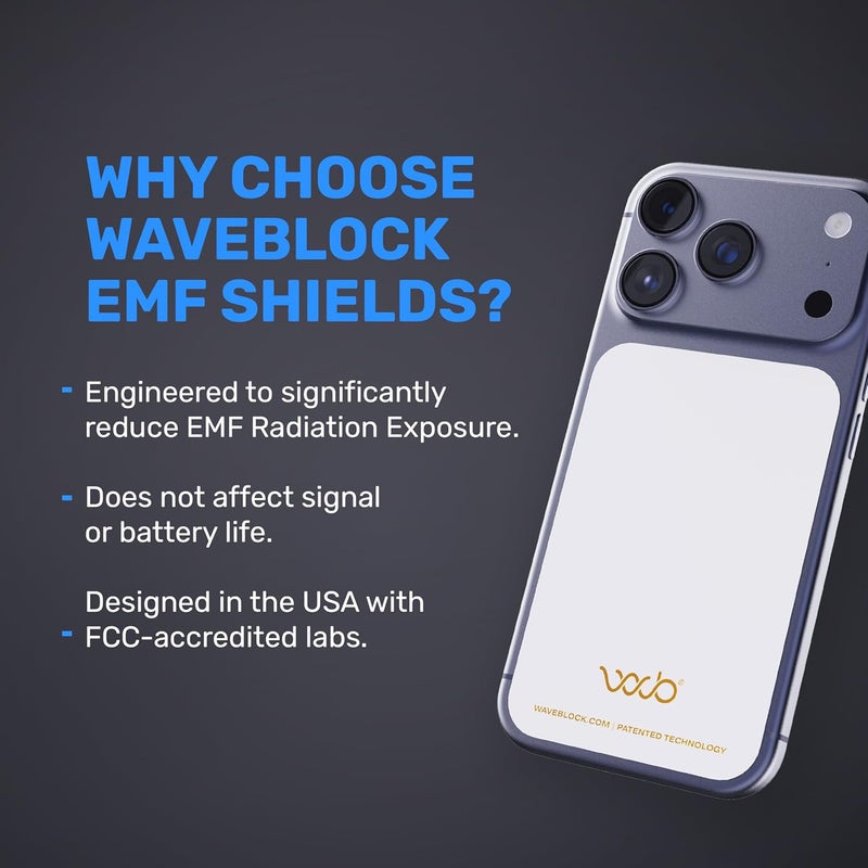 WAVEBLOCK EMF Blocker for Cell Phone - Made for iPhone 17 Pro - The Only Patented, Real Scientifically Backed, Lab-Tested 5G-Shield Sticker to Protect You & Your Loved Ones - USA Made White - Image 3